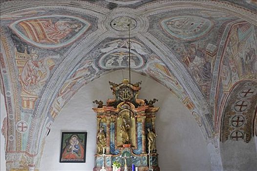 壁画,世纪,哥特建筑风格,教堂大街,尼古拉斯,山村,南蒂罗尔,意大利