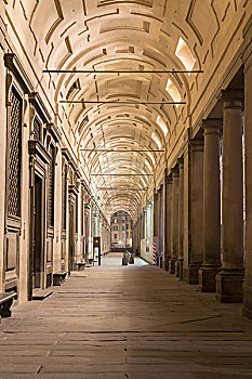 拱廊,乌菲茲美术馆,夜晚,佛罗伦萨,托斯卡纳,意大利,欧洲