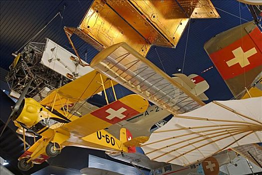 展示,飞机,飞,机械,博物馆,运输,瑞士