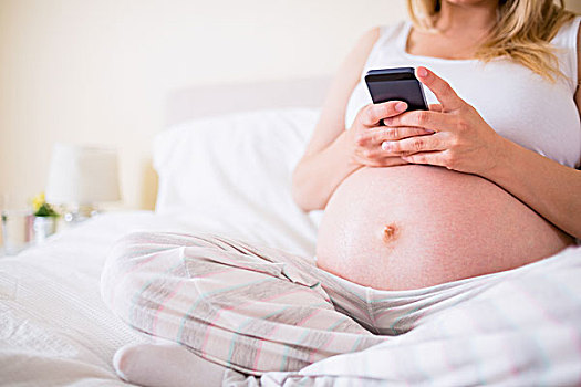 孕妇,智能手机,在家
