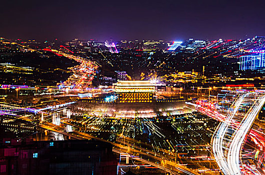 北京城市夜景-德胜门