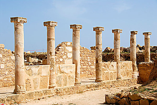 古旧,杆,靠近,皇家,陵墓,帕福斯,南方,塞浦路斯,塞浦路斯共和国,地中海,欧洲
