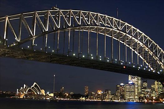 澳大利亚,新南威尔士,悉尼,海港大桥,剧院,夜晚