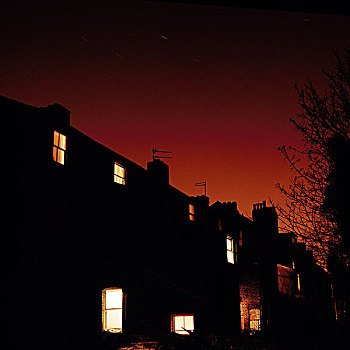 城市,平台,房子,夜晚,时间,光亮,窗户,痕迹,背景,天空,利物浦,英国,2005年