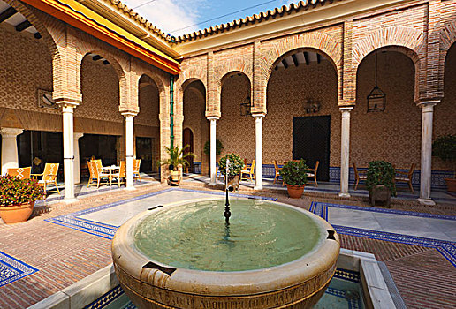 室内,内庭,城堡,卡尔莫纳,塞维尔省,西班牙
