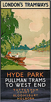 海德公园,有轨电车,伦敦西区,伦敦,轨道,海报,艺术家
