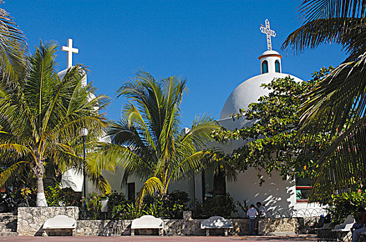 教堂,干盐湖,卡门,马雅里维拉,尤卡坦半岛,墨西哥