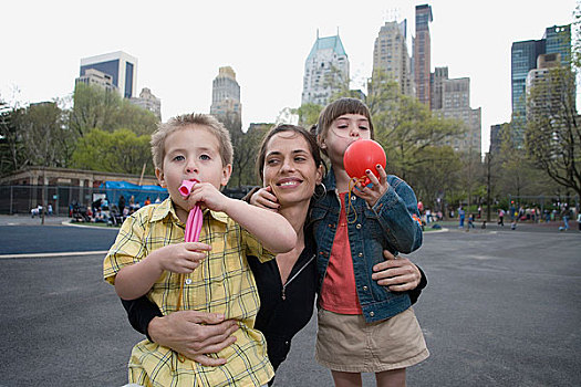 女人,孩子,中央公园,纽约