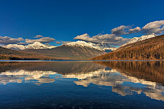 湖,晚秋,冰川国家公园,蒙大拿,美国,大幅,尺寸