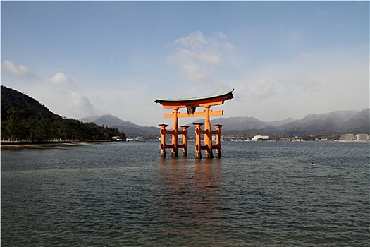 漂浮,大门,严岛神社,日本