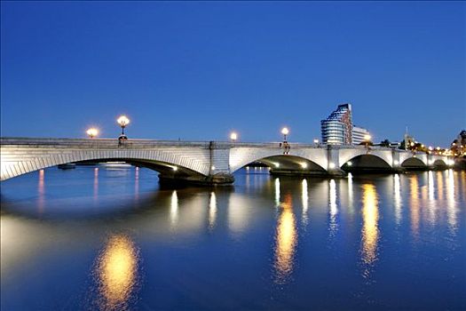黃昏,桥,西部,伦敦