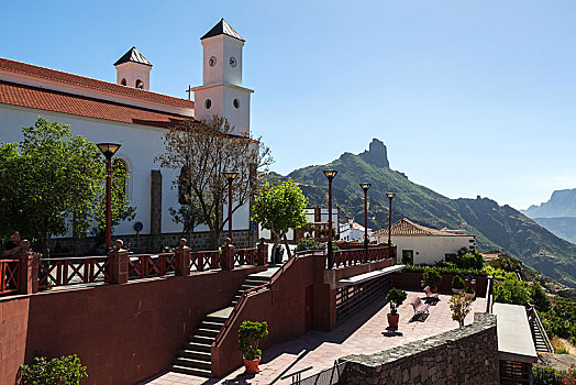 教堂,索科罗镇,后面,石头,大卡纳利岛,加纳利群岛,西班牙,欧洲