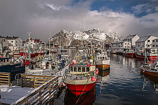 渔村,罗弗敦群岛,挪威,欧洲