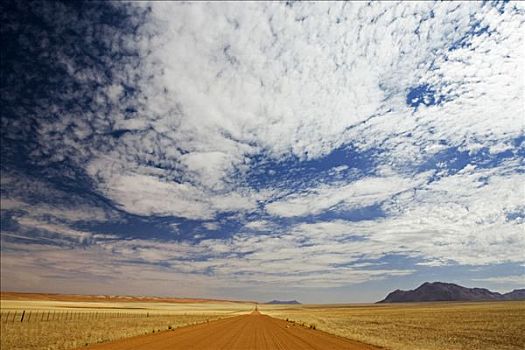 红色,碎石路,途中,左边,纳米布沙漠,右边,纳米比亚