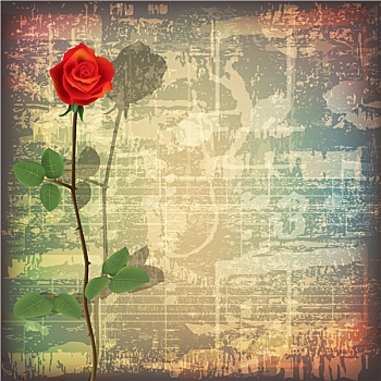 抽象,低劣,钢琴,背景,红玫瑰