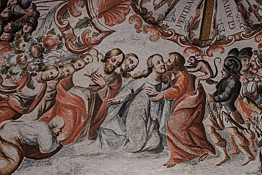 墨西哥,瓜纳华托,巴洛克,壁画,圣所,耶稣,18世纪