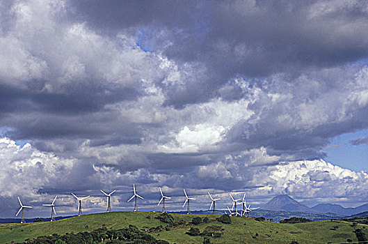 哥斯达黎加,靠近,省,风轮机,电,发电机,山,高处,湖,阿雷纳尔