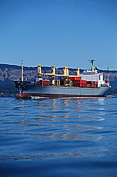 集装箱船,海湾地区,岛屿,温哥华岛,不列颠哥伦比亚省,加拿大