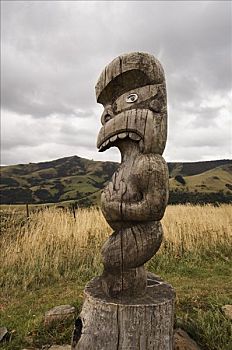 雕塑,阿卡罗瓦,文化遗产,公园,班克斯半岛,新,西兰岛
