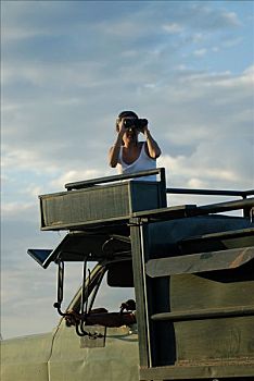 中年,女人,双筒望远镜,观鸟,委内瑞拉