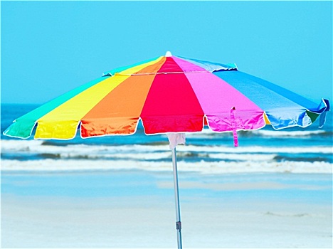 彩色,伞,海滩