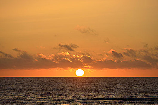 日落,上方,海洋,埃尔格尔奉,兰索罗特岛,加纳利群岛,西班牙,欧洲