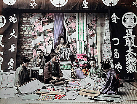 日本人,工作,丝绸,制作,日本,亚洲
