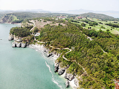 航拍辽宁大连滨海国家地质公园金石滩园区东部景区,金石滩国家旅游度假区内