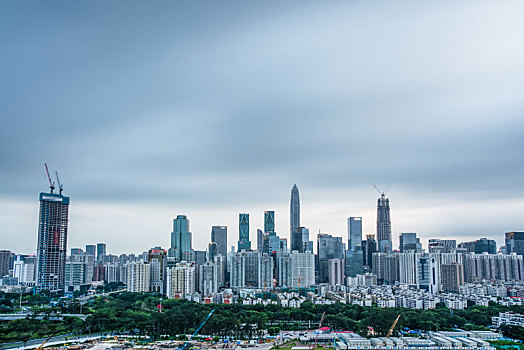 中国广东省深圳市高楼大厦cbd建筑夜景