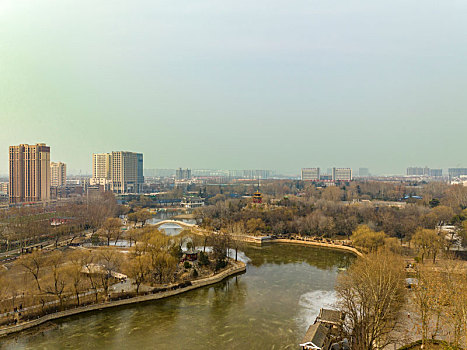 河北省石家庄市,裕西公园航拍画面