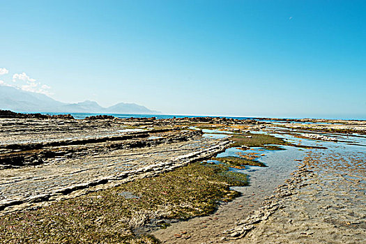 空,岩石,海滩,蓝天