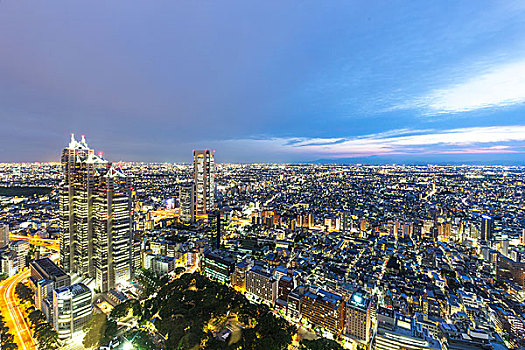 航拍,城市,天际线,东京