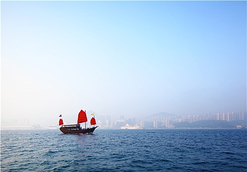帆船,航行,维多利亚港,香港