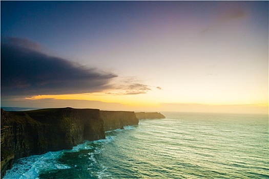 莫赫悬崖,日落,爱尔兰,欧洲