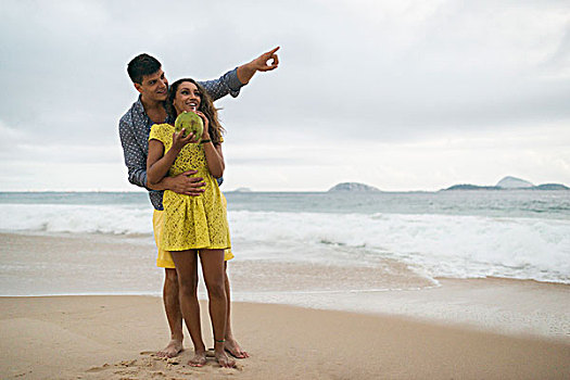 浪漫,年轻,情侣,伊帕内玛海滩,里约热内卢,巴西