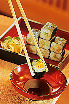 筷子,寿司卷,高处,红色,碗