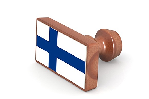 木质,图章,芬兰,旗帜