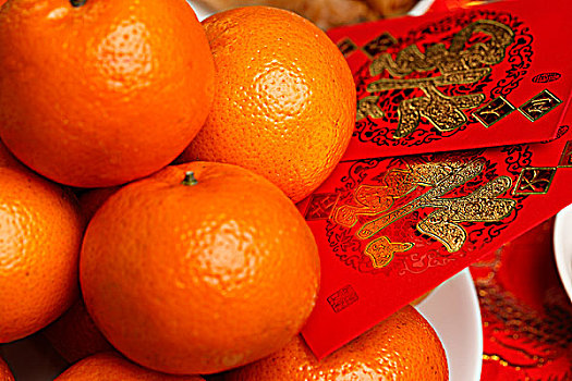 橘子,红色,信封,春节