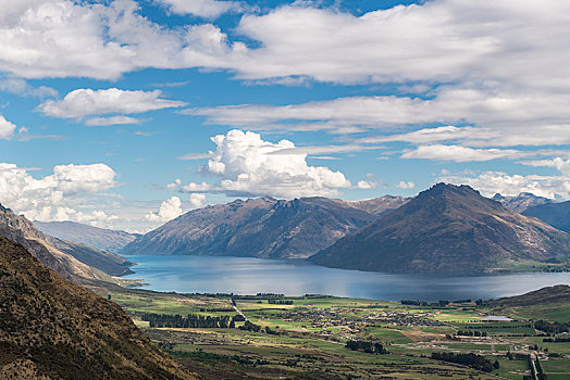 风景,壮观,瓦卡蒂普湖,山,皇后镇,奥塔哥,南岛,新西兰,大洋洲