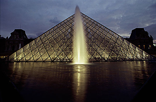 喷水池,卢浮宫,巴黎,法国