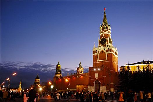 红场,克里姆林宫,夜晚,莫斯科,俄罗斯