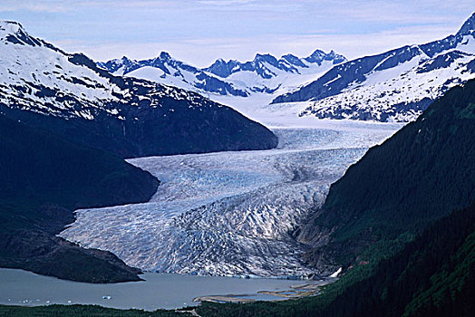 美国,阿拉斯加,靠近,航拍,棉田豪冰河