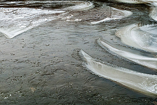 抽象,平滑,弯曲,冰,融化,河