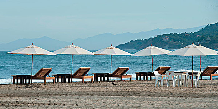 休闲椅,沙滩伞,海滩,墨西哥