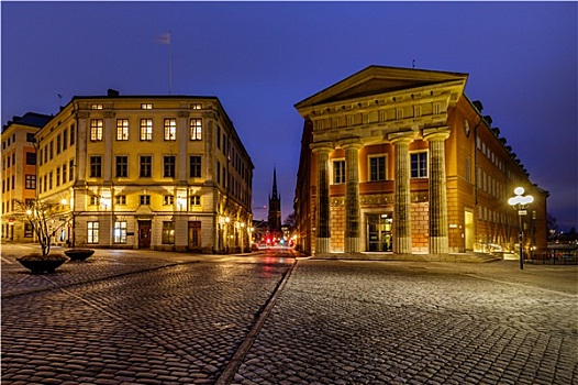 街道,晚上,斯德哥尔摩,瑞典