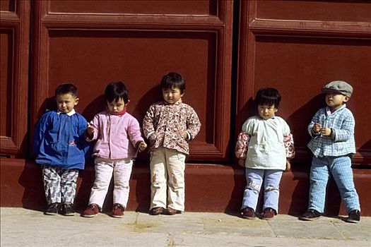 中国,孩子,红墙