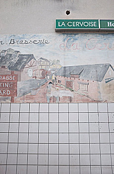 墙壁彩绘,啤酒店,勒阿弗尔,城市,周年纪念