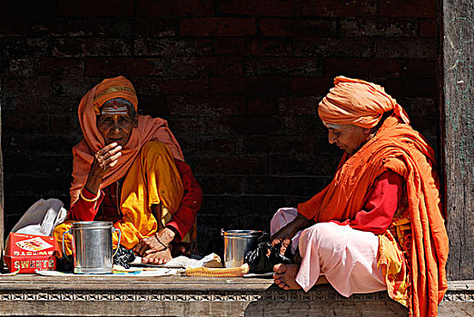 女人,坐,帕苏帕蒂纳特寺,加德满都,尼泊尔,亚洲
