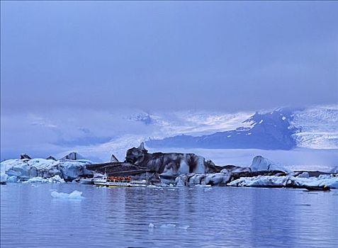 两栖动物,交通工具,冰山,结冰,湖,背景,冰河,冰岛