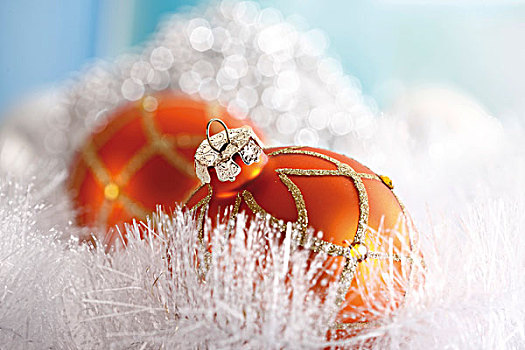 圣诞节,彩球,白色,雪,花环